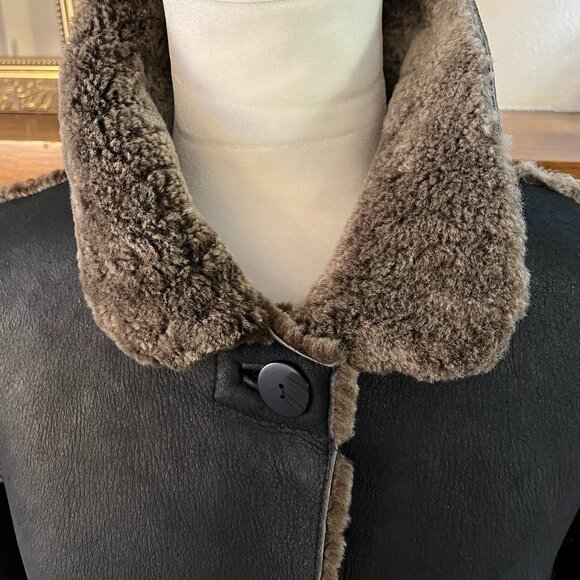 Hilary Radley Genuine Sheep Shearling Leather Coat Jacket Size 8 Women's - Picture 7 of 11